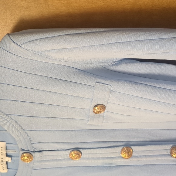 NWT Endless Rose Blue Structured Knit Jacket Gold Buttons L - Picture 3 of 13